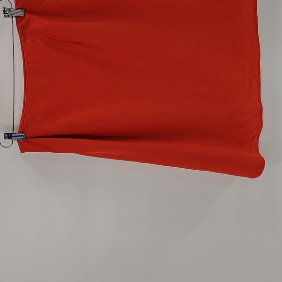 Ann Taylor Dark Coral A Line Knee Skirt Size 8 Hidden Side Zipper Flowy - Picture 2 of 8